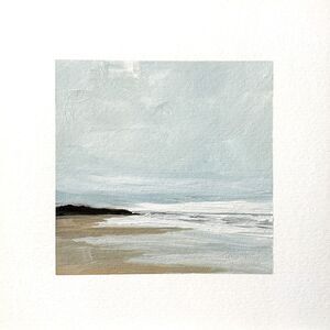 8x8 Maine Original Oil Painting Landscape Ocean Coastal New England Art Signed